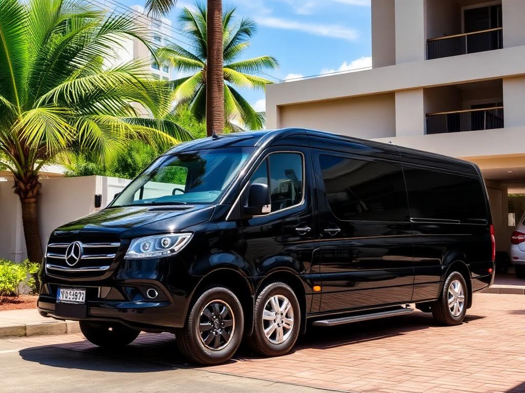 Van executiva de transporte privativo em frente a hotel em Bonito MS