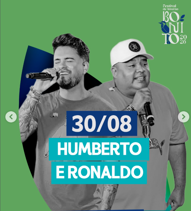 Humberto e Ronaldo se apresentam em 30/08 no Festival de Inverno de Bonito 2026